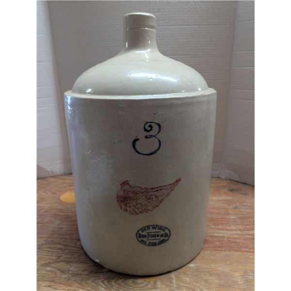 3-Gal Redwing Stoneware Jug – no chips or cracks