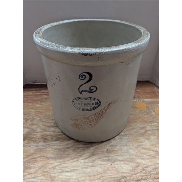 2-Gal Redwing Crock – no cracks, two minor chips