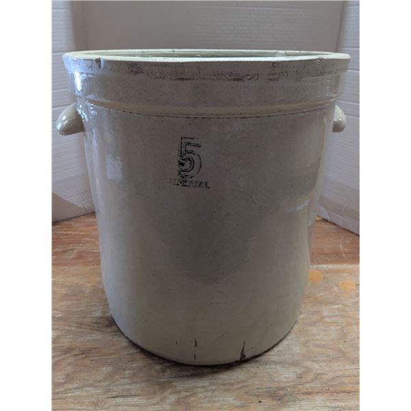 5-Gal Stoneware Crock – no chips or cracks