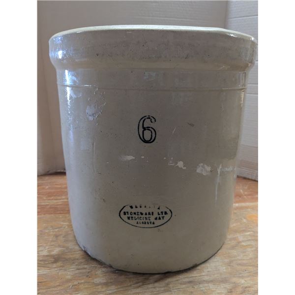 6-Gal Medalta Crock – no cracks, several chips (see photos)