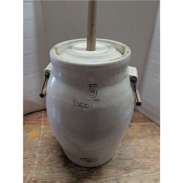 5-Gal Medalta Butter Churn w/ Lid and Paddle – no chips or cracks