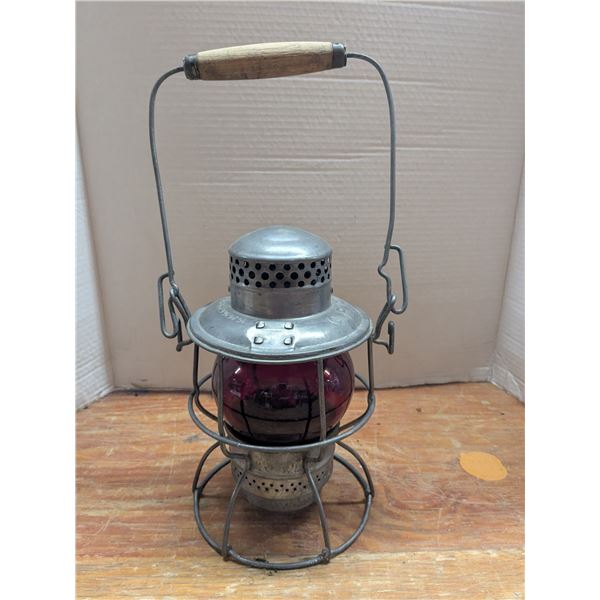 Vintage CPR Hiram L. Piper Co. Ltd. Railway Lantern With Red Globe
