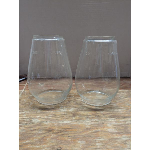 (2) Dominion Glass Company Glass Railroad Lantern Globes – Made in Canada