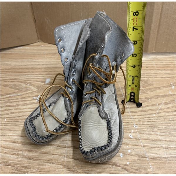 Pair of vintage Horse Hide Mukluks for snowshoeing. Length 8"