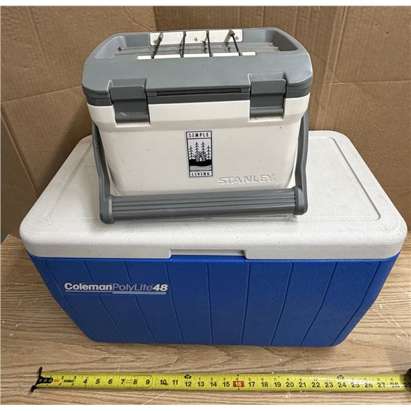 Coleman PolyLite 48 cooler and Stanley Adventure Easy-Carry Outdoor Cooler.