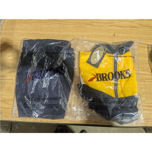 NOS Sealed Brooks Windbreaker Jacket & Pants, Yellow on Blue – Size SM