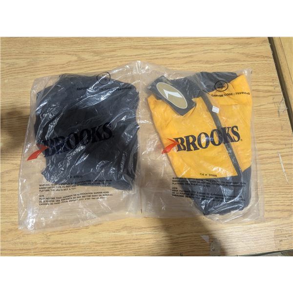 NOS Sealed Brooks Windbreaker Jacket & Pants, Yellow on Black – Size M