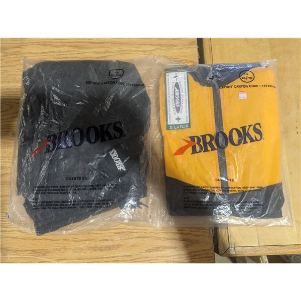NOS Sealed Brooks Windbreaker Jacket & Pants, Yellow on Black – Size XL