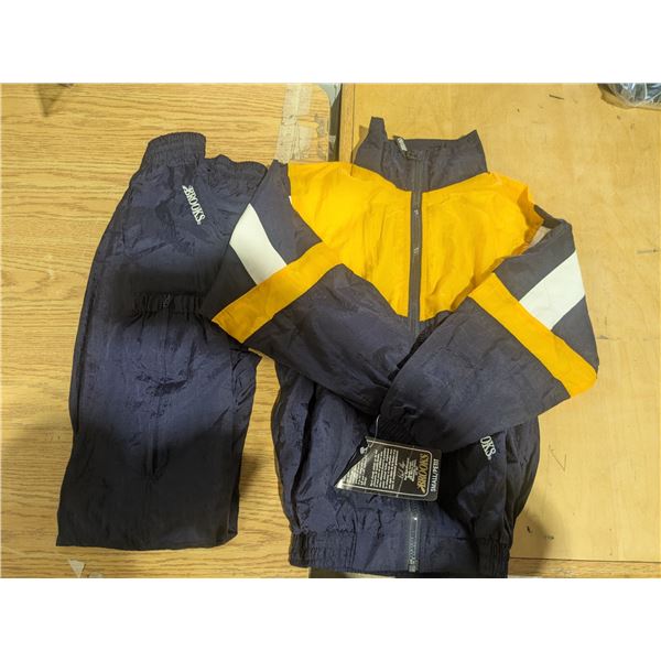 NOS Brooks Windbreaker Jacket & Pants, Yellow on Navy - Size S
