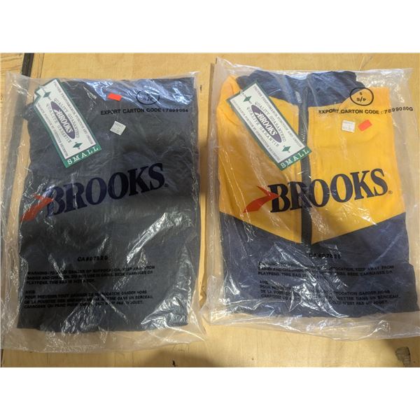 (2) NOS Sealed Brooks Jackets: Black & Yellow/Navy – Size SM