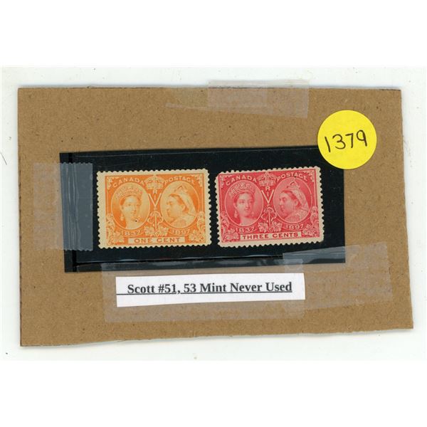 Scott #51, 53 Mint Never Used.