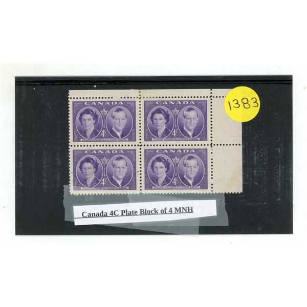 Canada 4C Plate Block of 4 MNH.