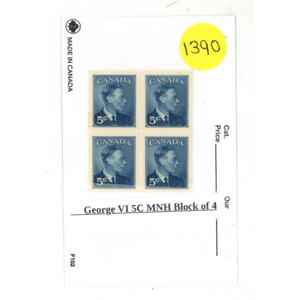 George VI 5C MNH Block of 4.