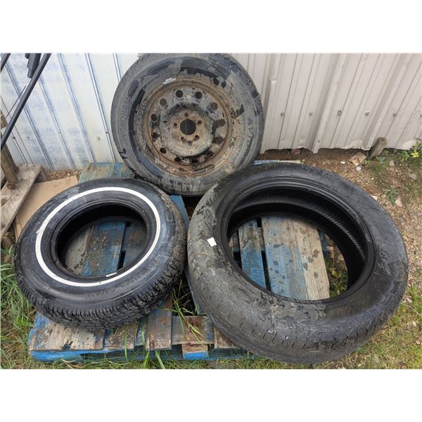(3) Assorted Tires - One has 16" 5-Bolt Rim