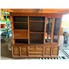 Image 1 : Large Solid 2 Pieces Wood China Cabinet. (Total Height 76 Inch, Length 81 Inch, Breadth 18 Inch)
