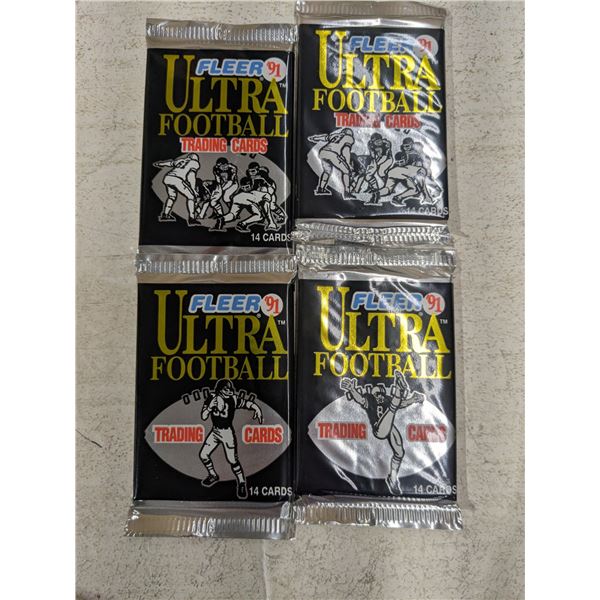 (4) Sealed Packs Fleer '91 NFL Trading Cards (Brett Favre Rookie Year)