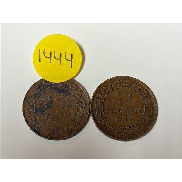 1917 and 1920 Canada Large One Cents.