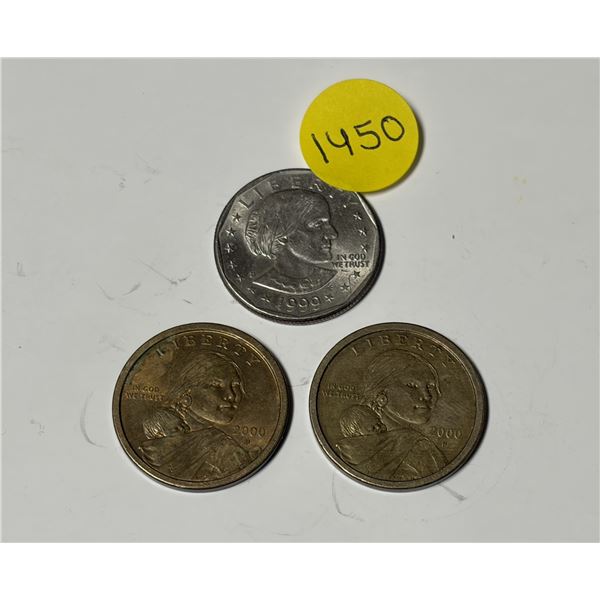 1999, (2) 2000-P U.S.A. One Dollar Coins.