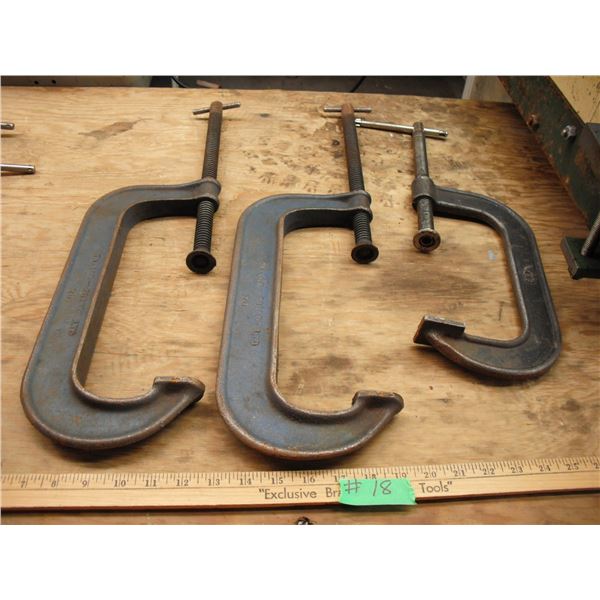 3 large c-clamps - 2x 10" and 1x 8"