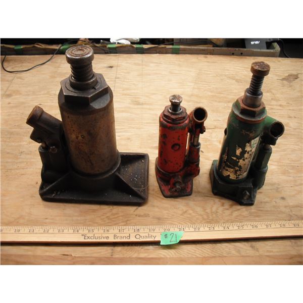 3 vintage bottle jacks