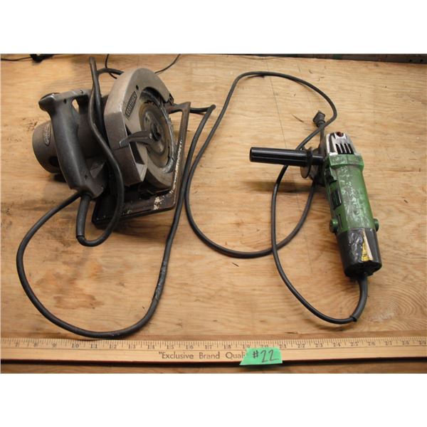Superior angle grinder & Craftsman 7" circular saw - working