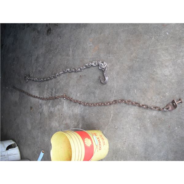 2 chains - larger chain with hook is 5ft long, smaller one is 9ft long