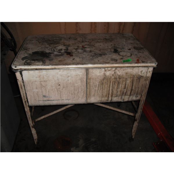 glavanized 2 basin wash tub w/ casters - 35"x21.5"x 31"H