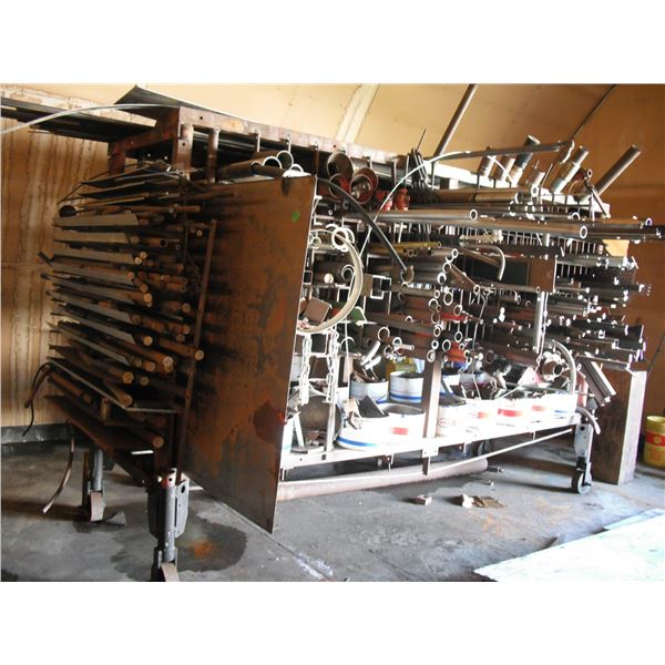 Huge steel rack on coaster with tons of steel - square tubing, round steel, pipes & so much more - b
