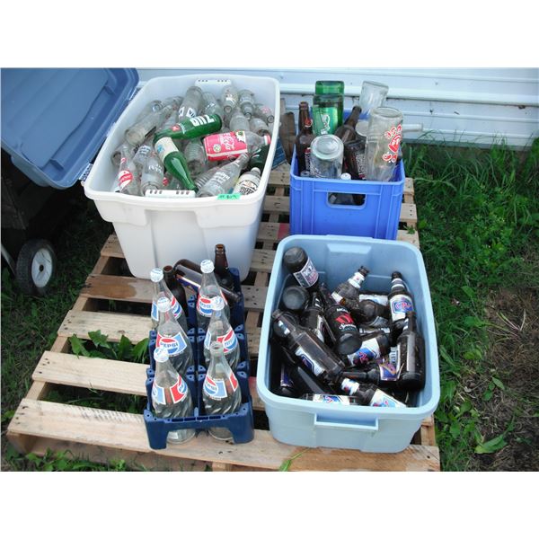 large variety of pop bottle, bear bottles, with tote