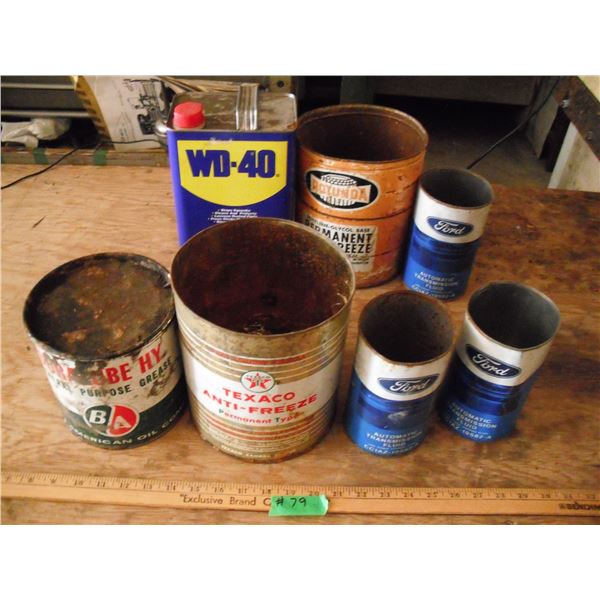 Lot of tins - WD40, BP, Ford, Texaco, Rotunda