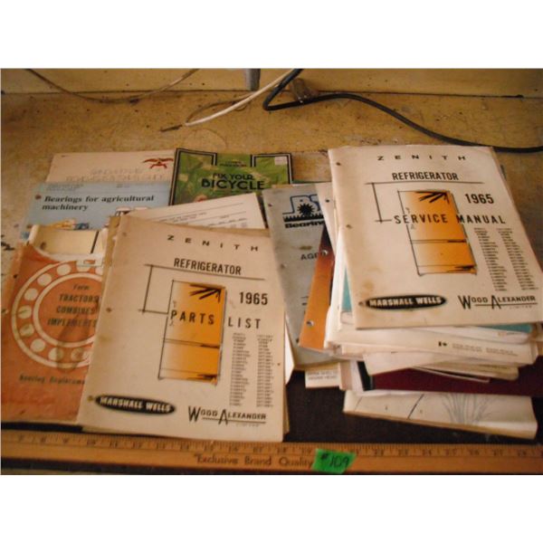 assorted manuals and parts catalogues