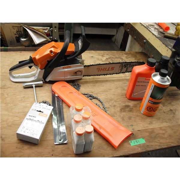 Stihl MS162 with extra oil, chains, etc. Great running condition, only used for ~30 trees