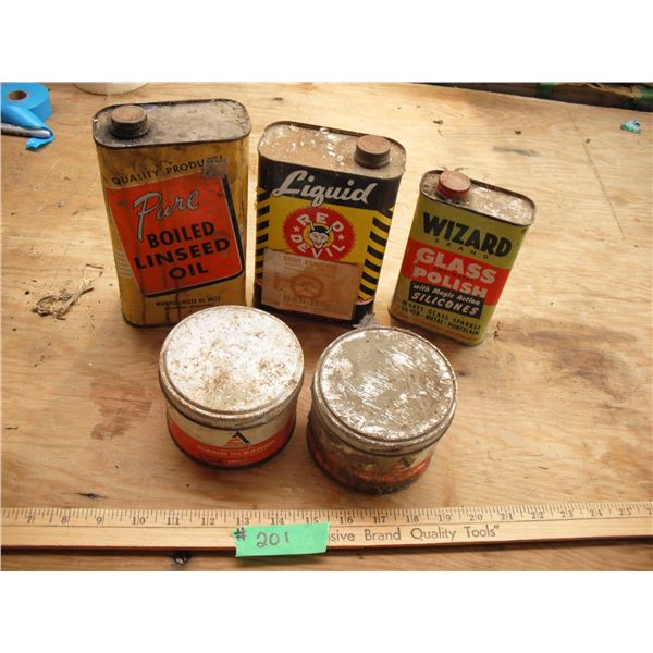 vintage tins - Allis-Chalmers, Red Devil, etc.
