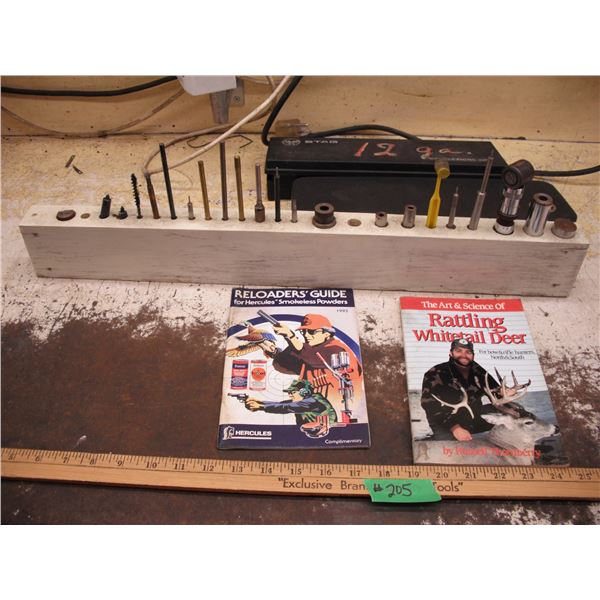 gun cleaning kits, hunter books, etc.