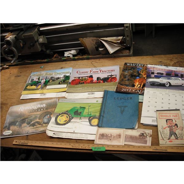 assorted vintage calendars including Remington