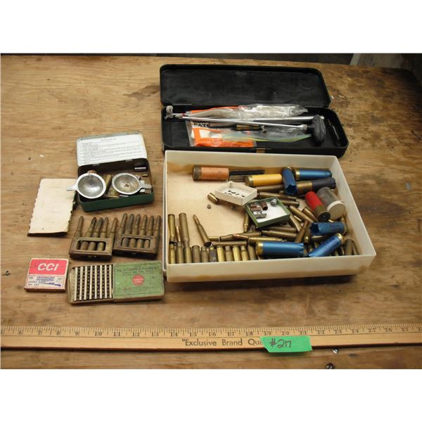 gun cleaning kit, brass, shells, etc.