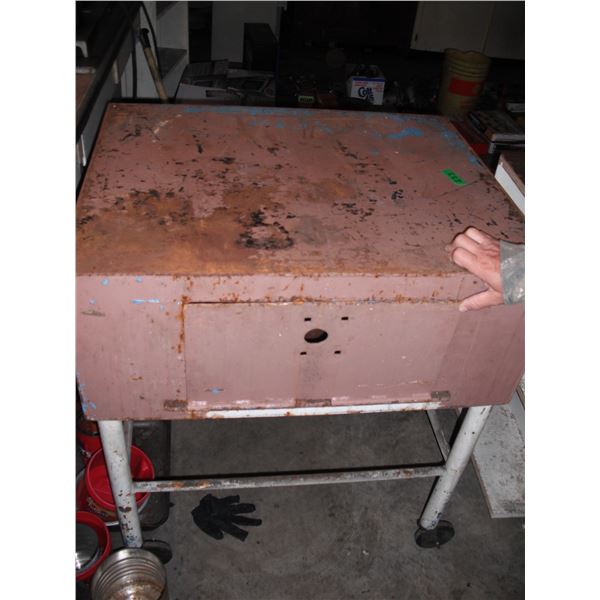 metal work table with casters and storage - 30 x24 x36 H