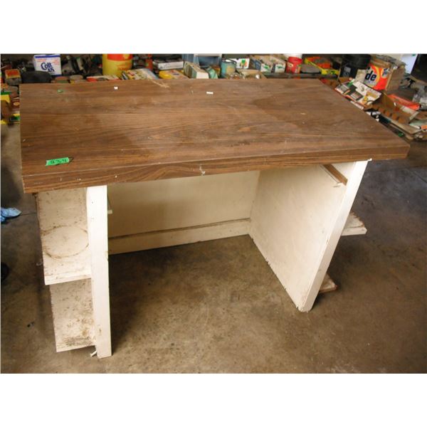 wooden desk w/ shelves - 38"x23.5"x32"H