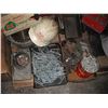 Image 5 : pallet of lag bolts, saw blades, electrical, pump piece, etc.
