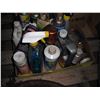 Image 4 : pallet of automotive fluids, carpenters belt, Massey-Harris tractor seat, etc.