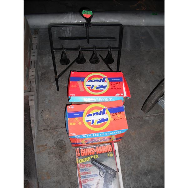 lot of gun magazine and metal swinging target