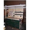 Image 1 : large work bench with drawers, work light, 2 bench vises and back board - table: 72"x28"x39"H, back 