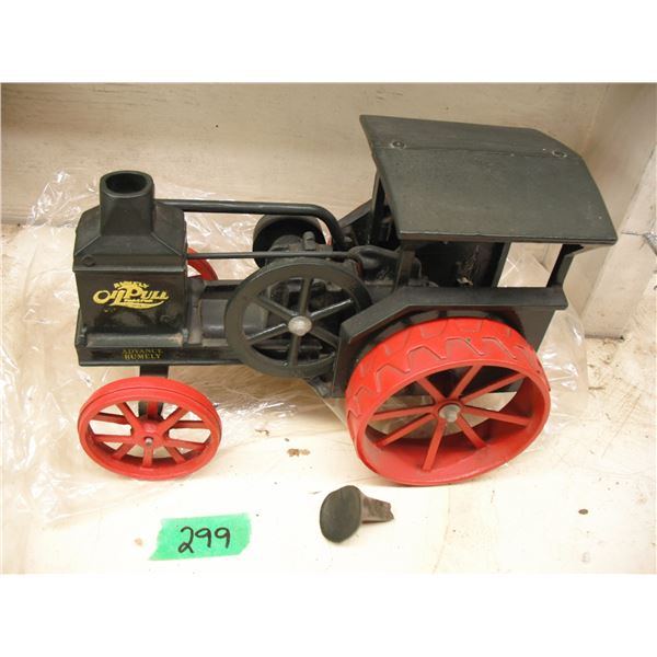 cast Rumley oil pull tractor toy - seat broken, 10  long