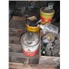 Image 1 : pallet of pop bottles, crates, Allis-Chalmers can, etc.