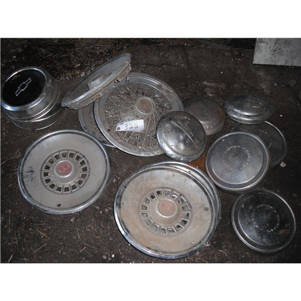 lot of hubcaps - ford, chevrolet