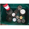 Image 5 : crate and tote with oil tins, bottles, etc.