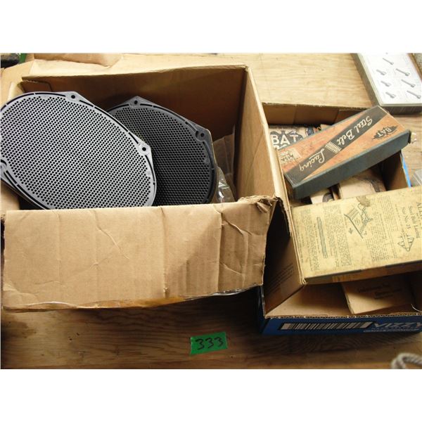 lot of belt lacing & pair of speakers