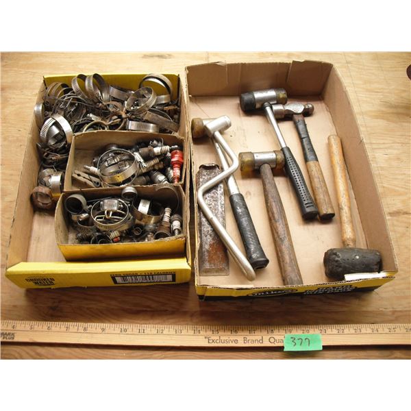 hose clamps, spark plugs & hammers