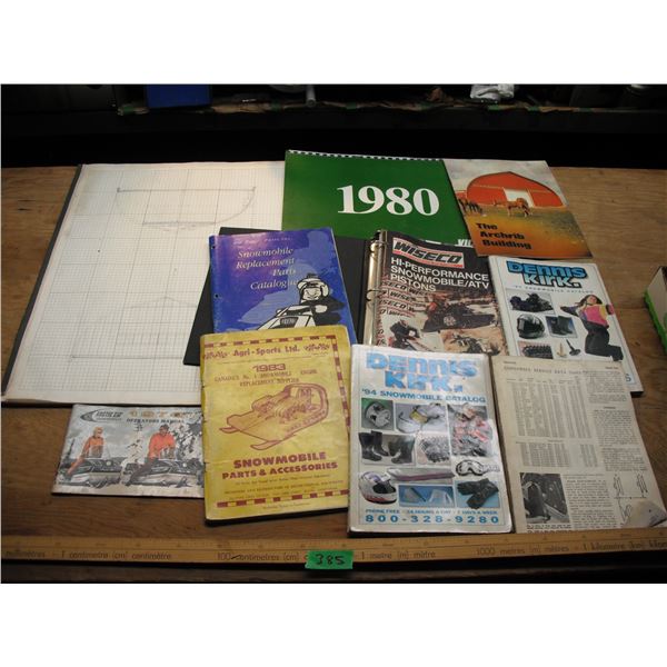 snowlobile parts catalogues and 1970 Artic Cat manual