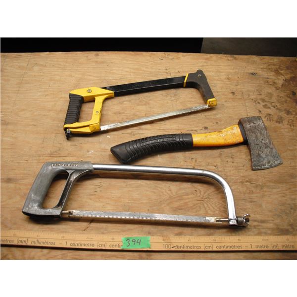2 saws and hatchet